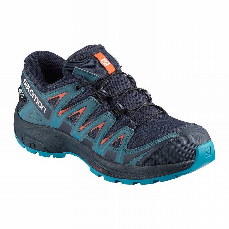 Salomon Israel XA PRO 3D CLIMASALOMON™ WATERPROOF - Kids Trail Running Shoes - Navy/Blue (ELUD-49502